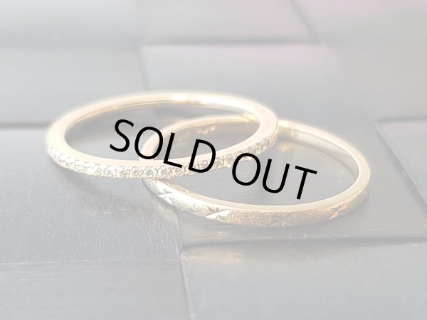 画像2: K10 ピンクゴールドダイアモンドリング12号【送料無料】2本ワンセットで重ね着けできる細身のリング【リユース品】 (2)